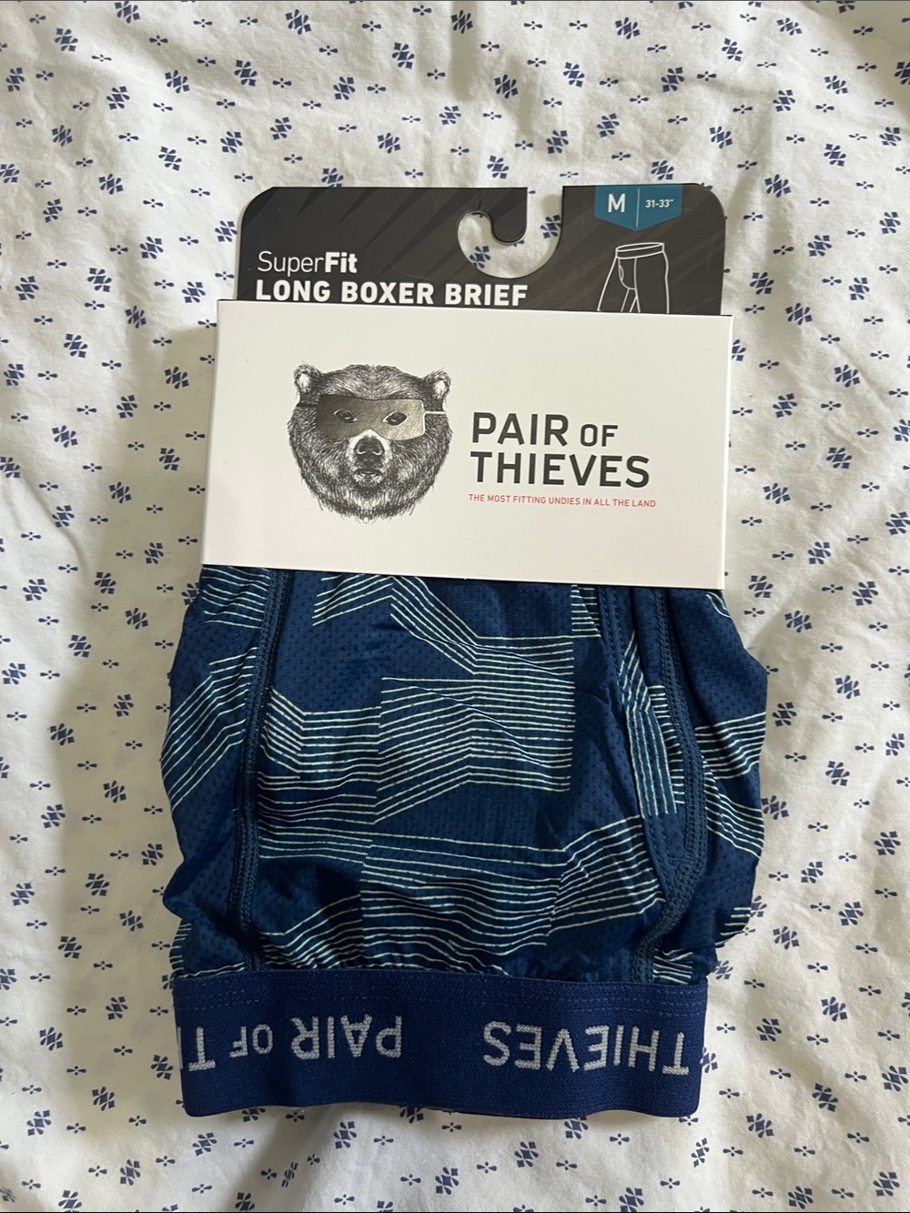Men’s SuperFit Long Boxer Brief - Navy Graphic